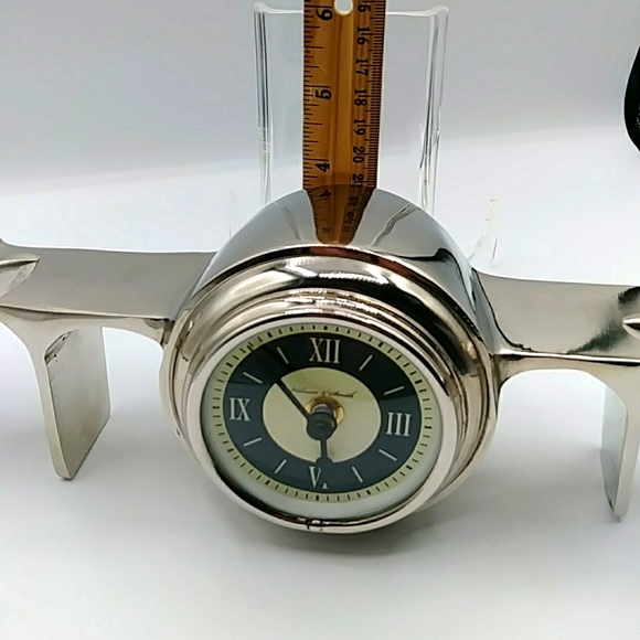 ✈️2 xHP! Art Deco Industrial Airplane Clock, Polished Metal - Picture 4 of 10